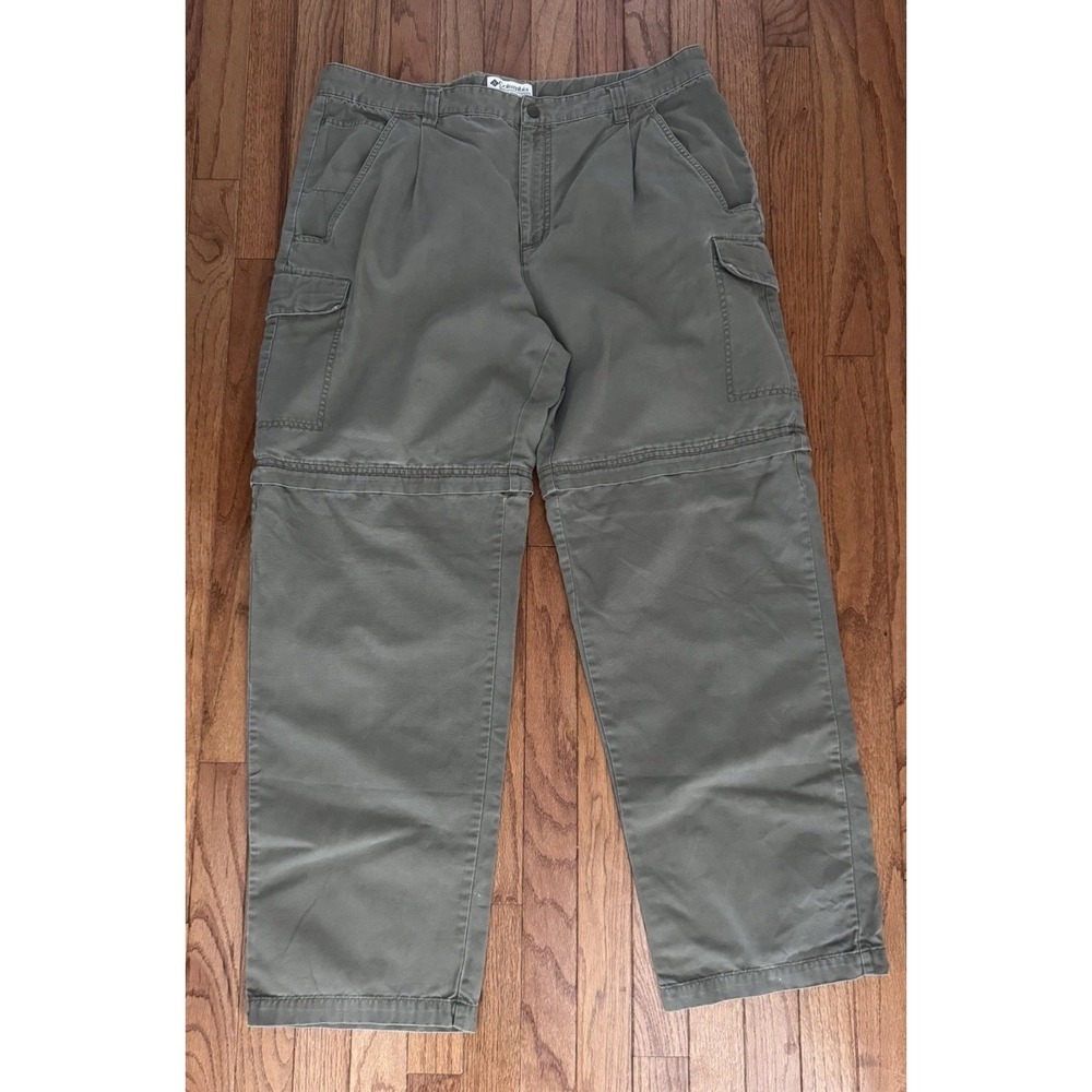 Columbia Y2K Mens 38x30 BrownGray Convertible Cargo Pants Zip Off Outdoors USA